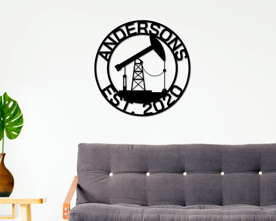 Oil pump sign, Oilfield Decor, Metal Wall Art, Pump jack, Oil Field Sign, Oil Drilling rig, Midwest Art, Man Cave Decor, Oil Pump Jack