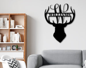 Deer Head Name Custom Metal Sign