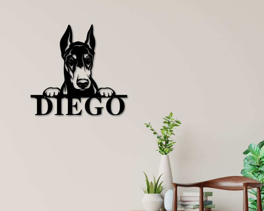 Dobermann Dog Breed Custom Metal Sign