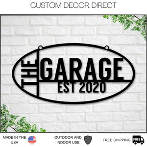 Custom Garage Sign, The Garage EST Sign, Personalized Gift For Him, Husband Gift, Shop Sign, Metal Workshop Sign, Metal Sign, Workshop Sign