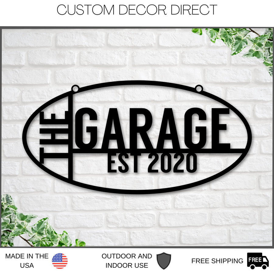 Custom Garage Sign, The Garage EST Sign, Personalized Gift For Him, Husband Gift, Shop Sign, Metal Workshop Sign, Metal Sign, Workshop Sign