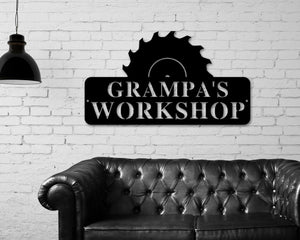 Pop Pop's Workshop Sign In A Saw Blade, Crescent Wrench & Hammer Art, Gifts For Pop Pop, Woodworker Sign, Custom Workshop Sign, Gift for Dad
