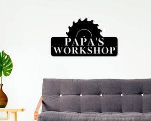 Pop Pop's Workshop Sign In A Saw Blade, Crescent Wrench & Hammer Art, Gifts For Pop Pop, Woodworker Sign, Custom Workshop Sign, Gift for Dad