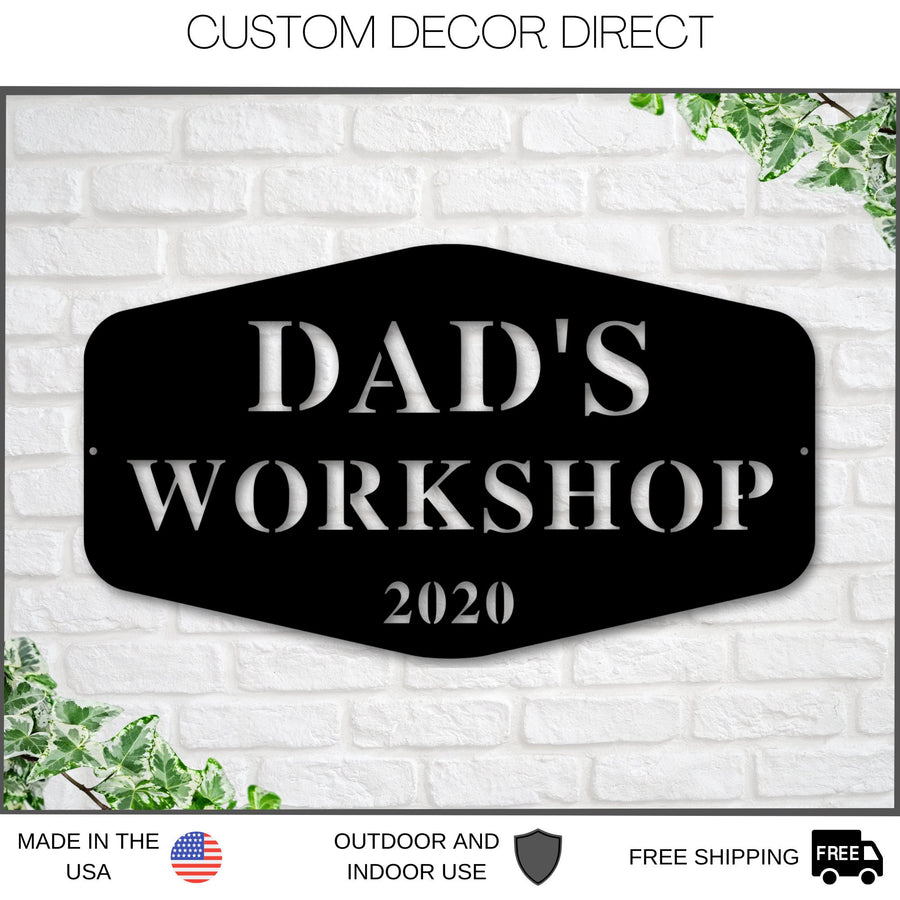 Dads Workshop, Dads Garage Sign, Fathers Day Gift, Metal Sign, Gift for Husband, Sign for Dad, Personalized Dad Sign, Dad Sign, Gift for Dad