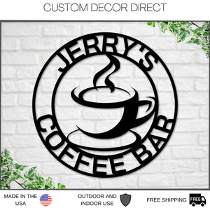 Café Sign, Coffee Cafe Sign, Custom Café, Coffee Lover, Metal Coffee Sign, Coffee Wall Art, Coffee Decor, Coffee Station Sign, Kitchen