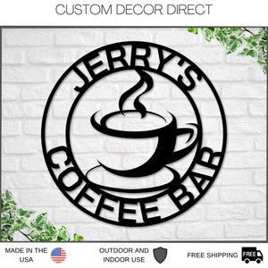 Café Sign, Coffee Cafe Sign, Custom Café, Coffee Lover, Metal Coffee Sign, Coffee Wall Art, Coffee Decor, Coffee Station Sign, Kitchen