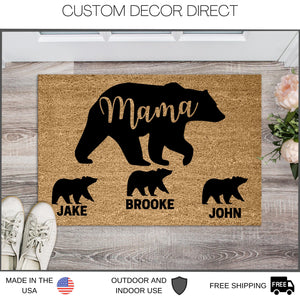 Mama Bear, Mama Bear and Cubs Gift, Mama Bear Doormat, Mothers Day Gift, Mothers day Doormat, Personalized Doormat, Doormat, Gift for Mom