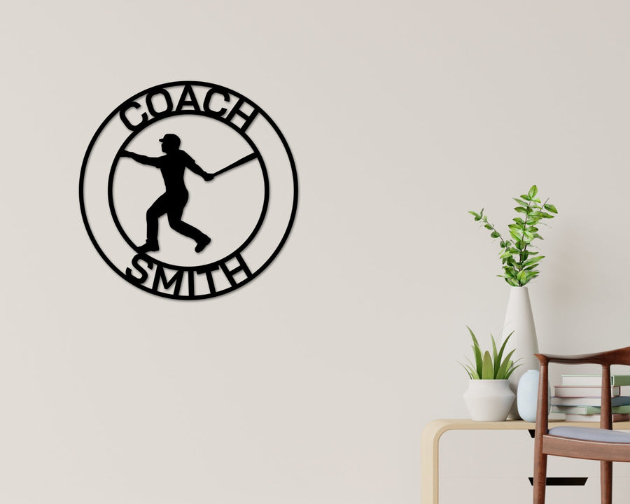 Personalized Metal Baseball Sign, Sports Decor for Man Cave, Coach Gift, Baseball Sign for Boys Room, Batting Cage Sign