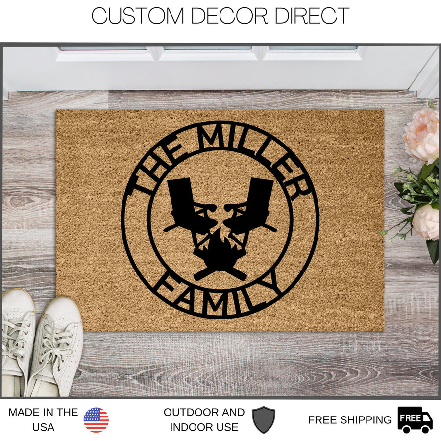 RV Doormat, Personalized Doormat, Camper Doormat, Last name Doormat, Campfire Doormat, Camper Rug, Monogram Doormat, Wedding Gift, Camping