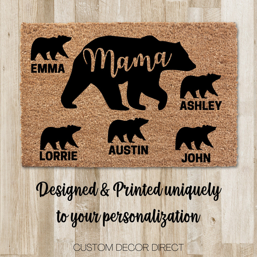 Mama Bear, Mama Bear and Cubs Gift, Mama Bear Doormat, Mothers Day Gift, Mothers day Doormat, Personalized Doormat, Doormat, Gift for Mom