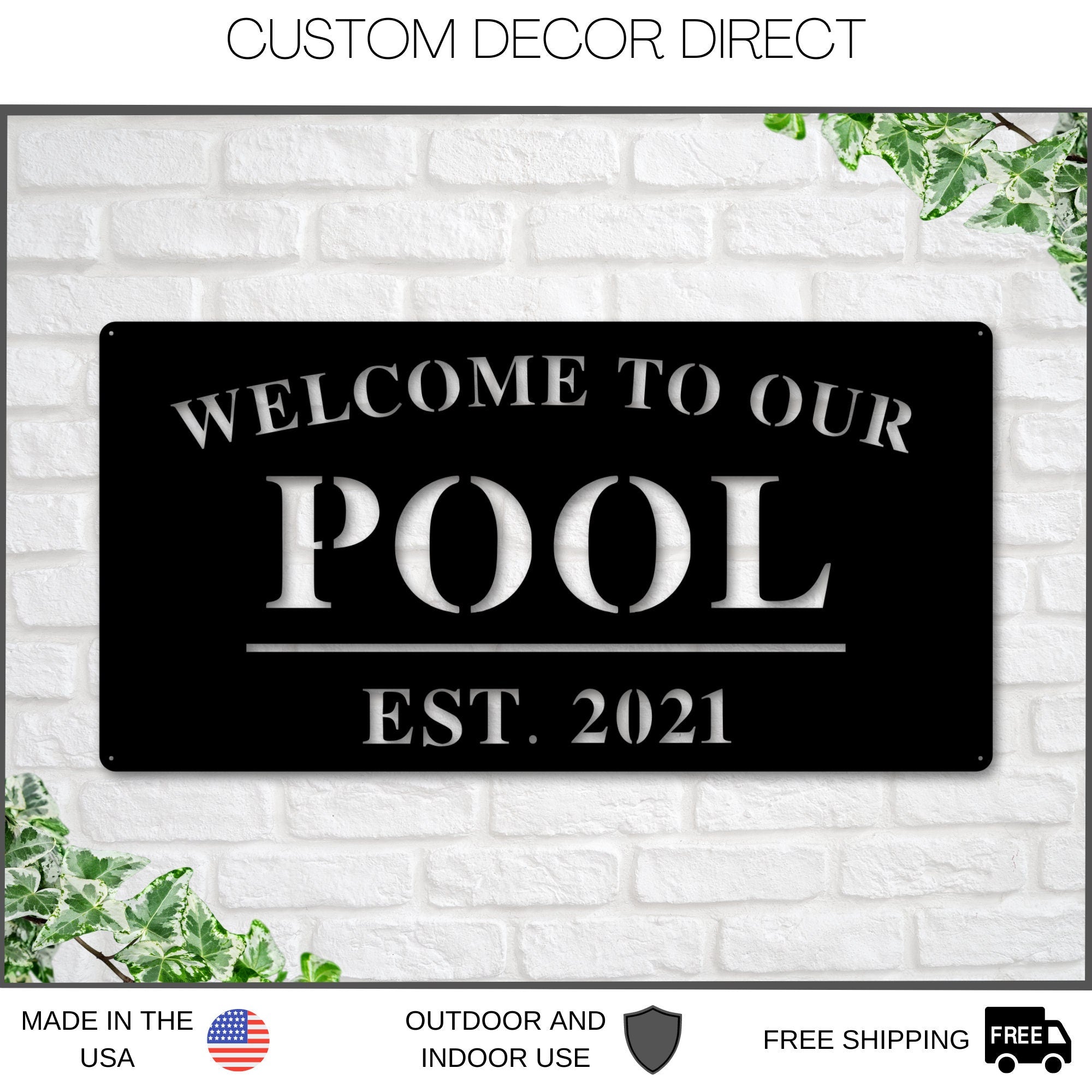 Pool Club Sign Welcome to Our Pool Sign, Personalized Pool Name Sign, Outdoor Pool Si ...