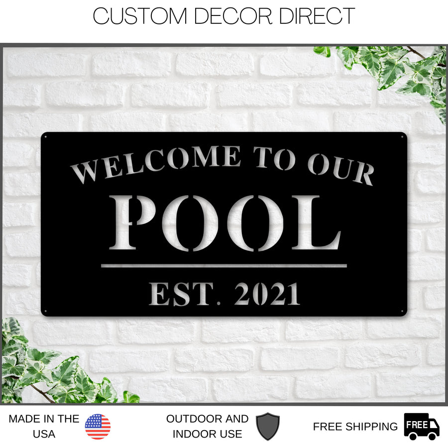 Christmas Gift, Holiday Sale, Welcome to Our Pool Sign, Personalized Pool Name Sign, Outdoor Pool Sign, Backyard Decor, Welcome Pool Sign