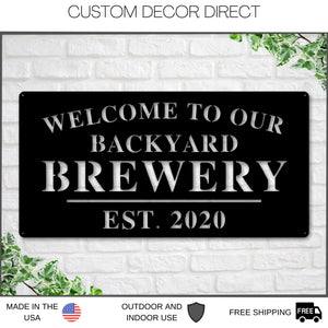 Welcome to Our Backyard Brewery Sign, Personalized Brewery Sign, Home Brewery Sign, Backyard Decor, Welcome Sign, Personalized Sign, Metal