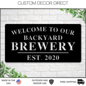 Welcome to Our Backyard Brewery Sign, Personalized Brewery Sign, Home Brewery Sign, Backyard Decor, Welcome Sign, Personalized Sign, Metal