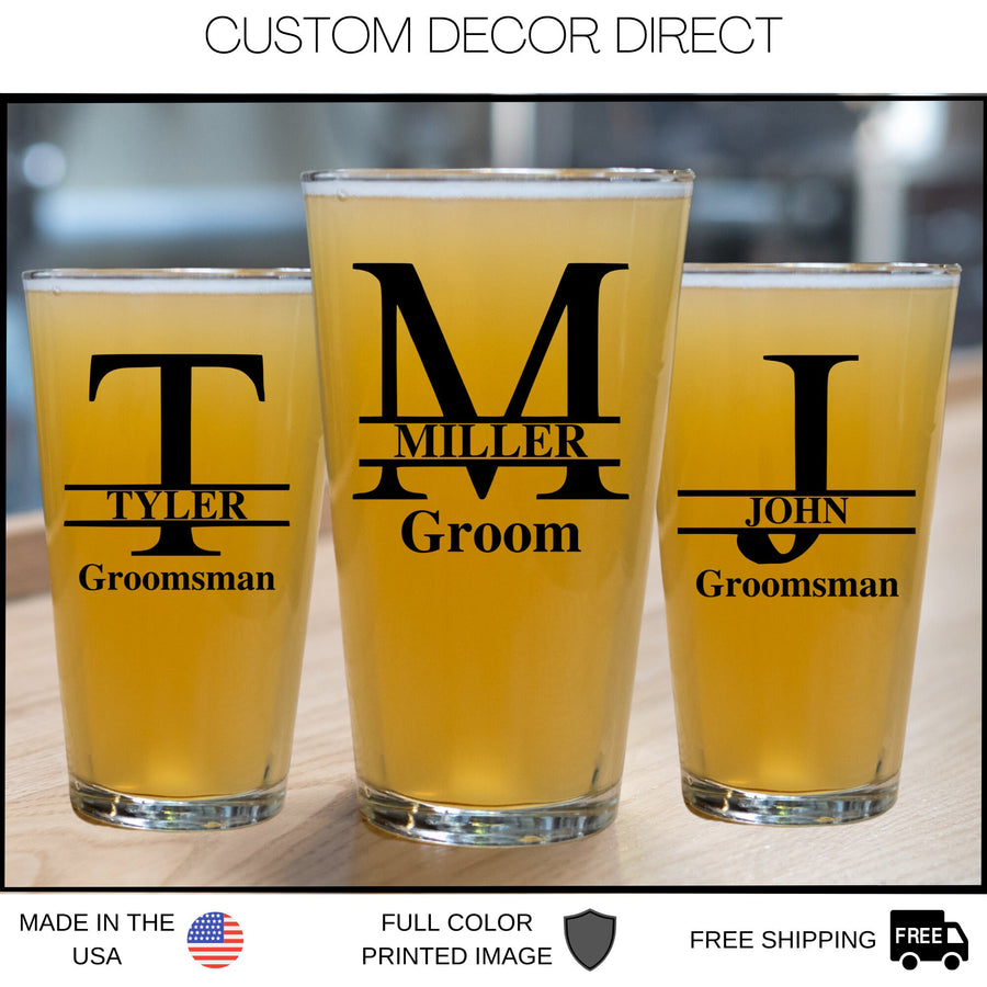 Personalized Pint Glass, Beer Pint Glass, Custom Pint Glass, Groomsman Pint Glass, Groomsman Gifts, Printed Pint Glass, Custom Beer Glass