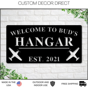 Airplane Hangar Sign, Personalized Pilot Name Sign, Custom Aviation Lover, Man Cave Sign, Airplane Sign, Personalized Airplane Sign, Plane