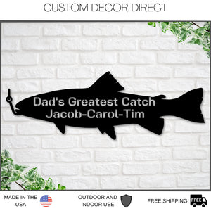 Christmas Gift, Holiday sign, Fish Sign, Fishing Sign, Gift for Husband, personalized sign, personalized fishing sign, Dads Greatest Catch