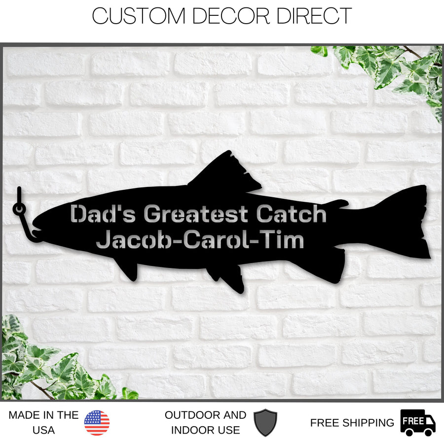 Christmas Gift, Holiday sign, Fish Sign, Fishing Sign, Gift for Husband, personalized sign, personalized fishing sign, Dads Greatest Catch