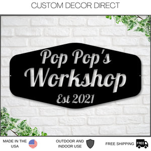 Fathers Day Sign, Sign for Dad, Pop Pop's Workshop, Gifts For Pop Pop, Dads Garage Sign, Woodworker Sign, Custom Workshop Sign, Gift for Dad