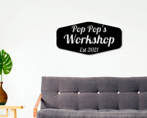 Fathers Day Sign, Sign for Dad, Pop Pop's Workshop, Gifts For Pop Pop, Dads Garage Sign, Woodworker Sign, Custom Workshop Sign, Gift for Dad