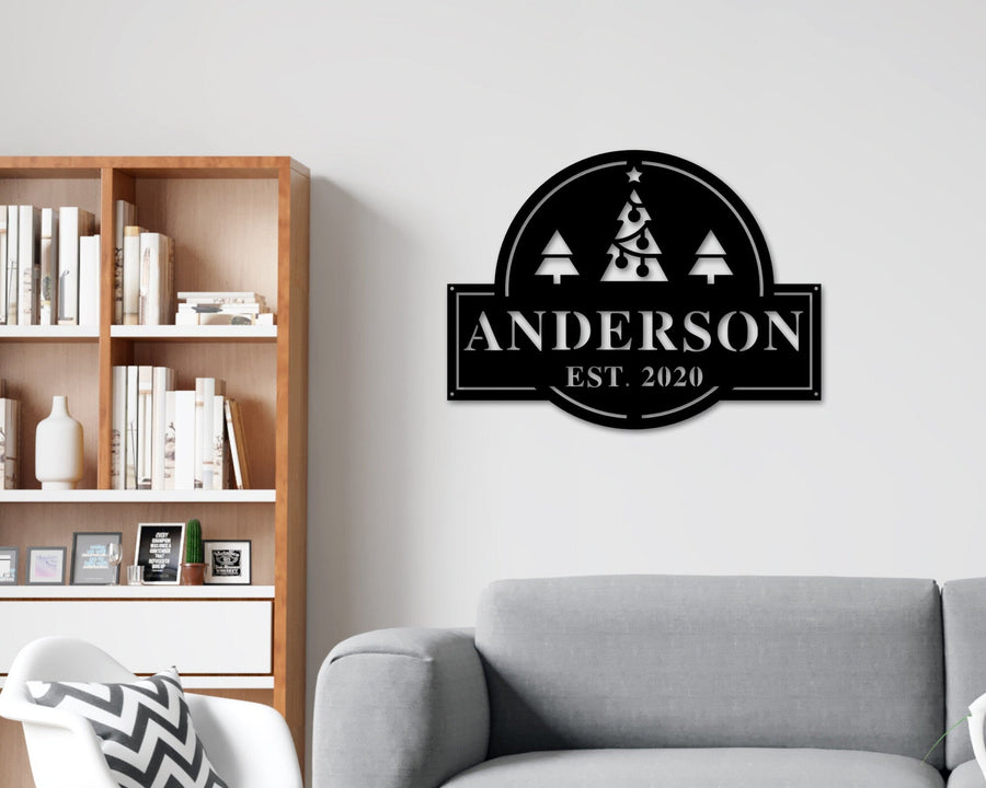 Last Name Christmas Custom Metal Sign