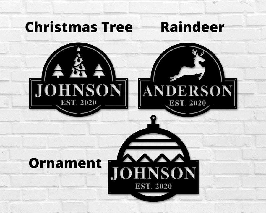 Last Name Christmas Custom Metal Sign