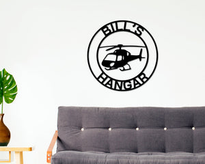 Helicopter Hangar Sign, Personalized Pilot Name Sign, Custom Aviation Lover, Man Cave Sign, Helicopter Sign, Personalized Helicopter Sign