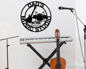 Custom Music Room Sign, Music Studio Metal Sign, Personalized Music Decor, Musical Instruments Sign, Musician Gift, Guitar Drums Keyboard