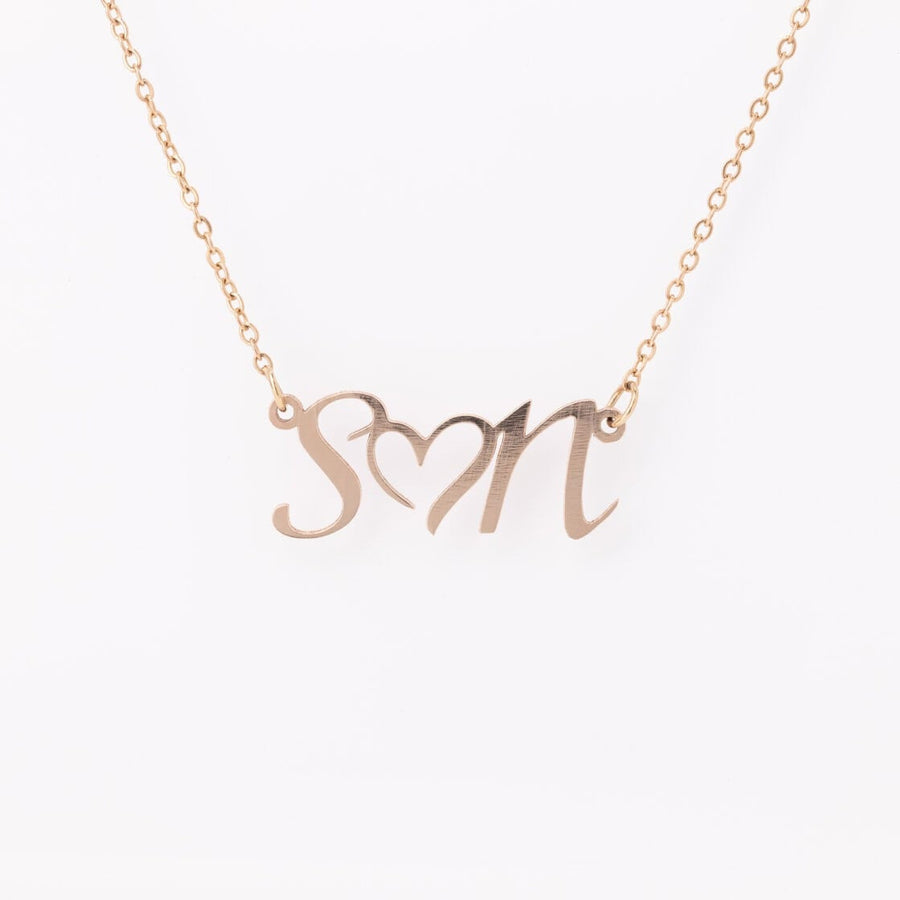 Mothers day Gift, Custom Initial Necklace, Name Necklace, Custom Name Jewelry, Gifts For Her, Silver Gold Name Necklace, Mom initials Heart