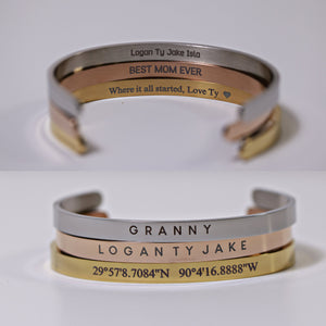 Personalized Bracelet, Custom Coordinates Jewelry, Personalized Engraved Couple Bracelet, Bracelet for her, Your Text, Wedding
