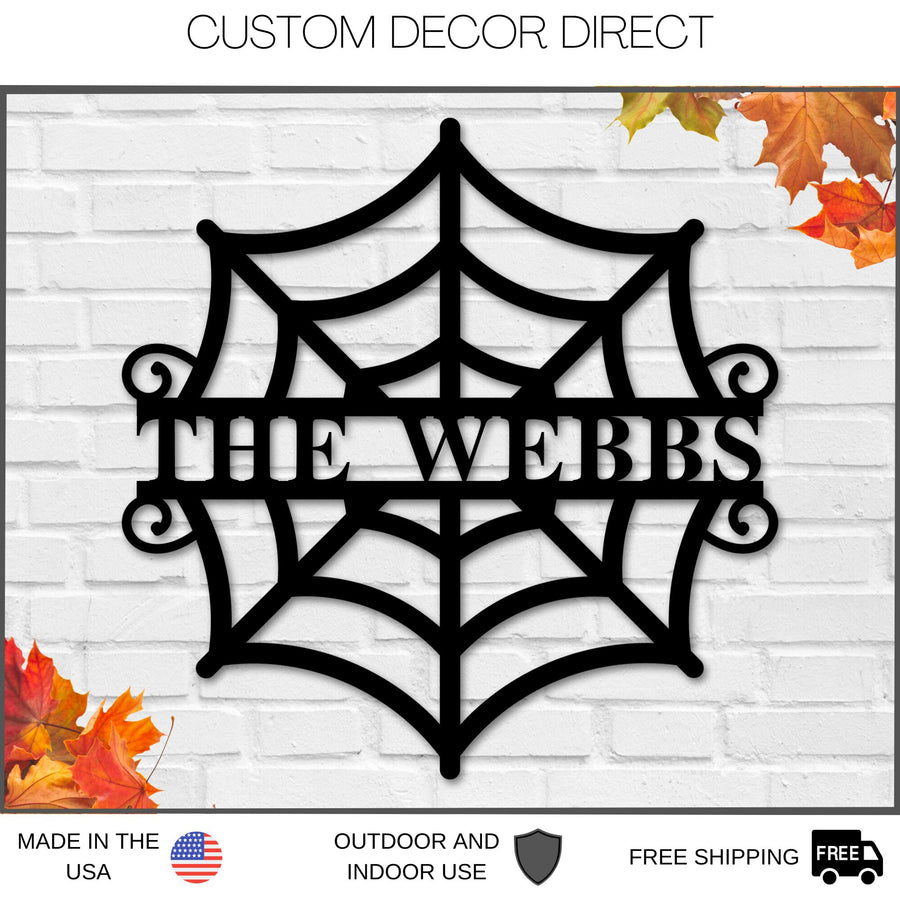 Spider Web Custom Monogram Metal Sign, Halloween Door Hanger, Halloween Decor, Fall Decor, Fall Wreath, Halloween Sign, Metal Art