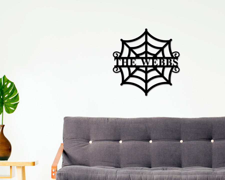 Spider Web Custom Monogram Metal Sign, Halloween Door Hanger, Halloween Decor, Fall Decor, Fall Wreath, Halloween Sign, Metal Art