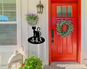 Halloween House Number Sign, Custom Halloween Address Sign, Black Cat Address Sign, Outdoor House Number