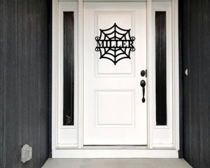 Spider Web Custom Monogram Metal Sign, Halloween Door Hanger, Halloween Decor, Fall Decor, Fall Wreath, Halloween Sign, Metal Art