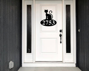 Halloween House Number Sign, Custom Halloween Address Sign, Black Cat Address Sign, Outdoor House Number