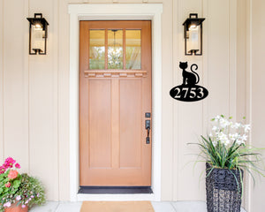 Halloween House Number Sign, Custom Halloween Address Sign, Black Cat Address Sign, Outdoor House Number