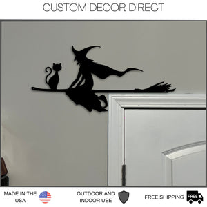 Halloween Witch Door Corner Trim Sign, Witch decorations, Halloween decor, corner metal trim, black cat decor, Witch Metal sign