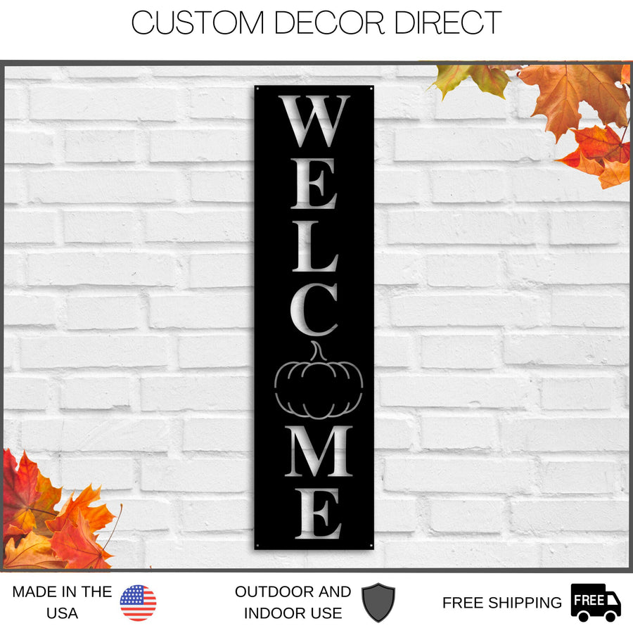 Fall Porch Sign, Front Porch Fall Welcome Sign with pumpkin, Rustic Modern Farmhouse Entryway Porch Decor, Metal welcome sign