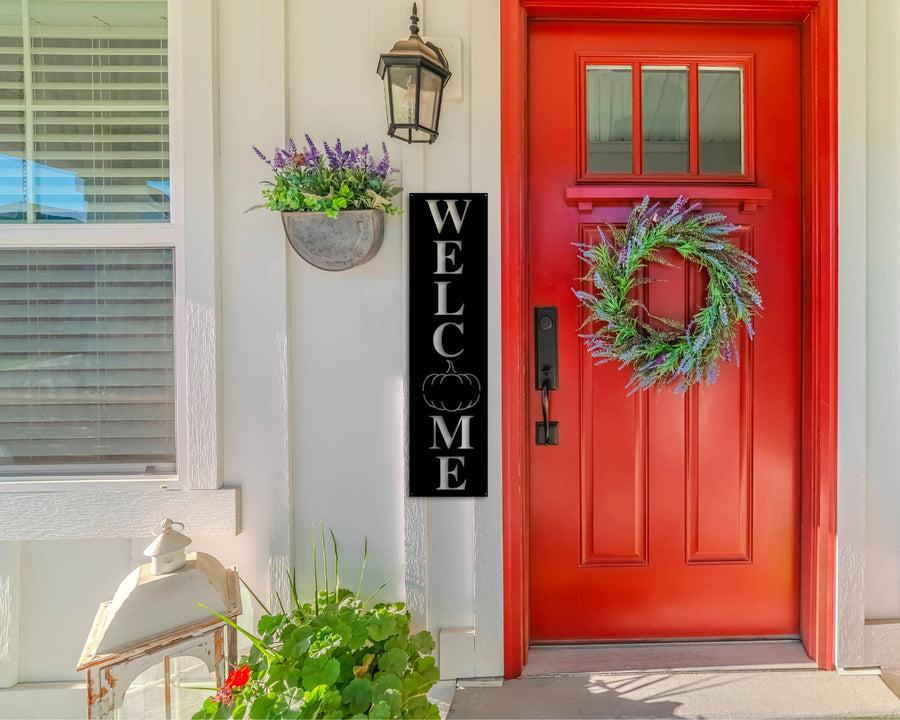 Fall Porch Sign, Front Porch Fall Welcome Sign with pumpkin, Rustic Modern Farmhouse Entryway Porch Decor, Metal welcome sign