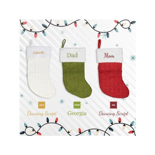 Personalized Christmas stocking embroidered, Knit Stocking, Monogram Holiday Stocking with Name, Christmas Gift