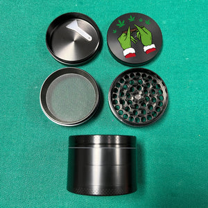 Christmas Herb Grinder, Christmas Smoker Gift, Custom Tabacco Spice Grinder, 4 piece, Keef Catcher, Grinch Grinder, Blunt Grinch Smoking