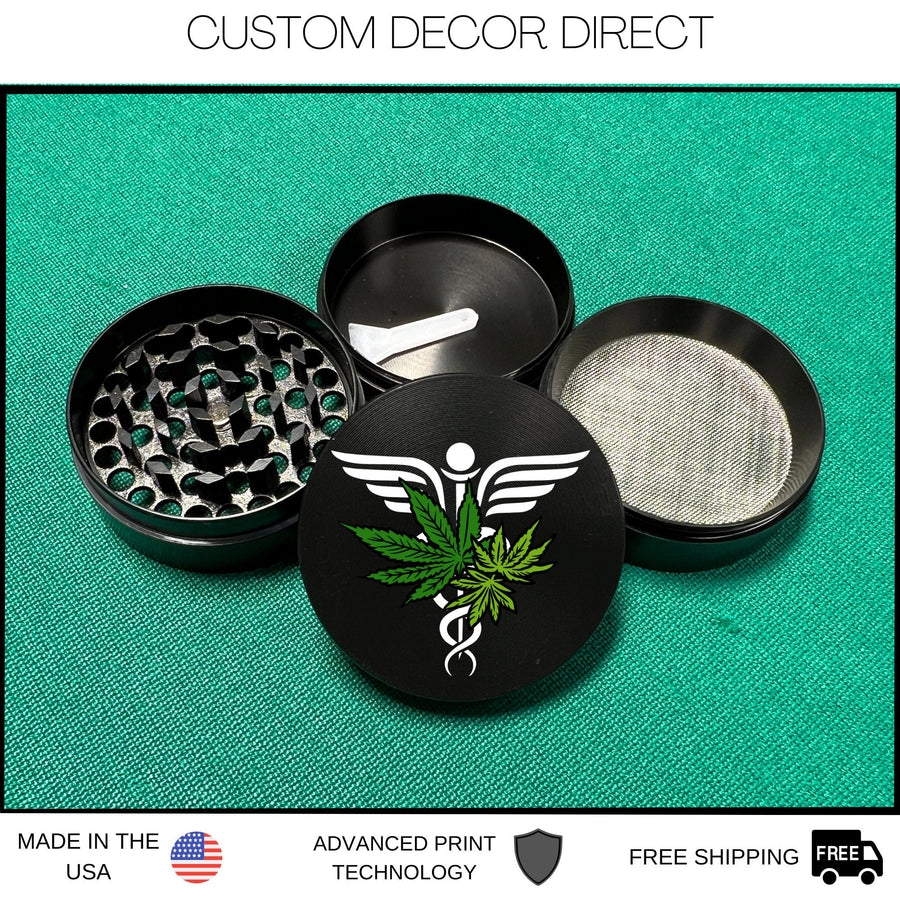 Medical Herb Grinder, Medical Symbol Flower Grinder, 4 Piece Grinder, Herb Grinder With Catcher, Gift, Smoker Gift