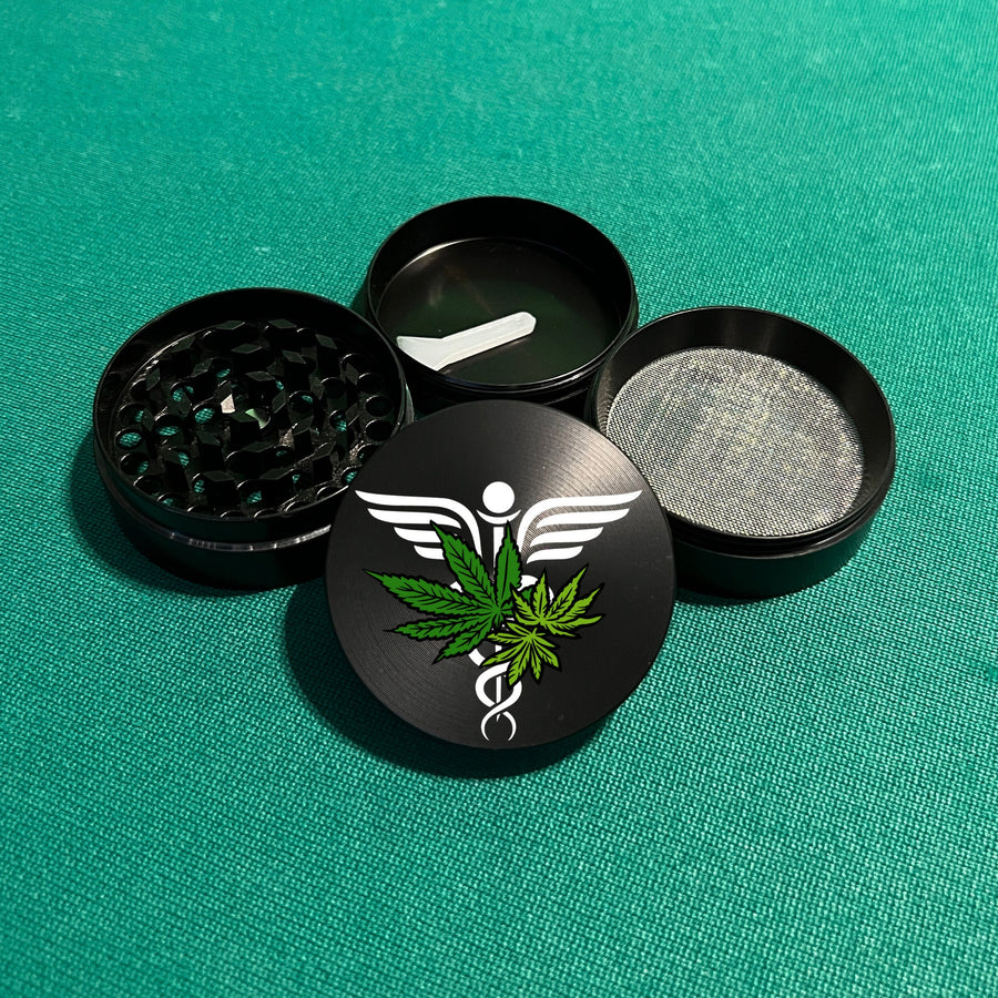 Medical Herb Grinder, Medical Symbol Flower Grinder, 4 Piece Grinder, Herb Grinder With Catcher, Gift, Smoker Gift