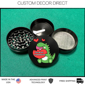 Stonersaur Dinosaur Herb Grinder, Funny Cute Flower Grinder, Valentines day Gift, 4 Piece Grinder, Herb Grinder With Catcher, Smoker Gift