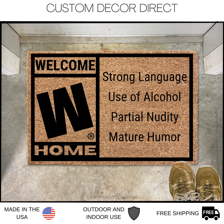 M Rated Doormat, Video Game Rating Welcome Mat, Funny welcome mat, Gamer Gift, Gift for him, housewarming mat