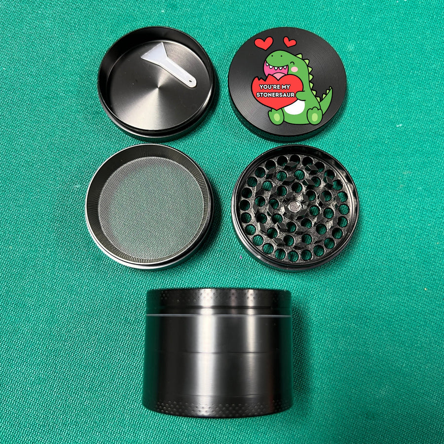 Stonersaur Dinosaur Herb Grinder, Funny Cute Flower Grinder, Valentines day Gift, 4 Piece Grinder, Herb Grinder With Catcher, Smoker Gift