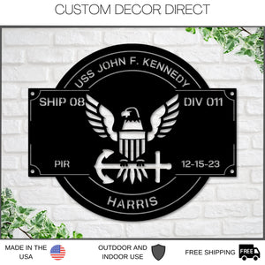 Personalize Navy Anchor Sign, Navy Graduation gift, PIR Sign, Boot camp Graduation, Metal Sign, Military Branch Sign, Pass In Review, USN