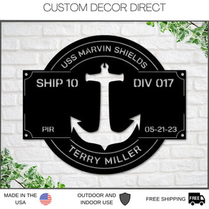 Navy Graduation gift, Personalize Navy Anchor Sign, PIR Sign, Boot camp Graduation, Metal Sign, Military Branch Sign, Pass In Review, USN