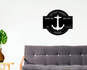 Navy Graduation gift, Personalize Navy Anchor Sign, PIR Sign, Boot camp Graduation, Metal Sign, Military Branch Sign, Pass In Review, USN