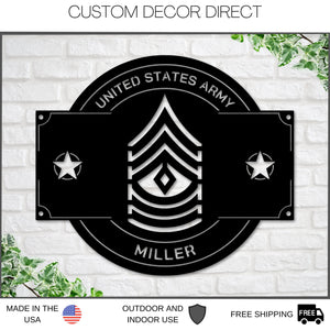 Personalize Army Rank Sign, Army Retirement gift, Army Nameplate, Boot camp Graduation, Metal Sign, Military Branch Sign, US, Gift, Plaque